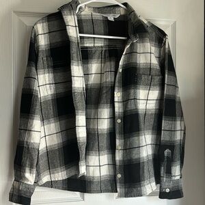 Black and White Long Sleeve Flannel